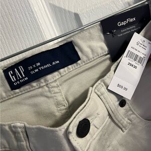 GAP Denim Slim Travel Jeans in Light Cream